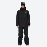 
                  
                    Men's colorblock snowboard jacket and pants - black, on-model full-body front view, for resort and backcountry days
                  
                