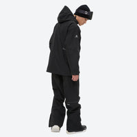
                  
                    Men's breathable ski jacket and pants combo - black, on-model hood side view, for cold-weather winter sports
                  
                