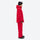 Men's colorblock snowboard jacket and pants - red, on-model side view, for skiing and snowboarding