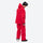 Men's breathable ski jacket and pants combo - red, on-model hood side view, for powder and piste riding
