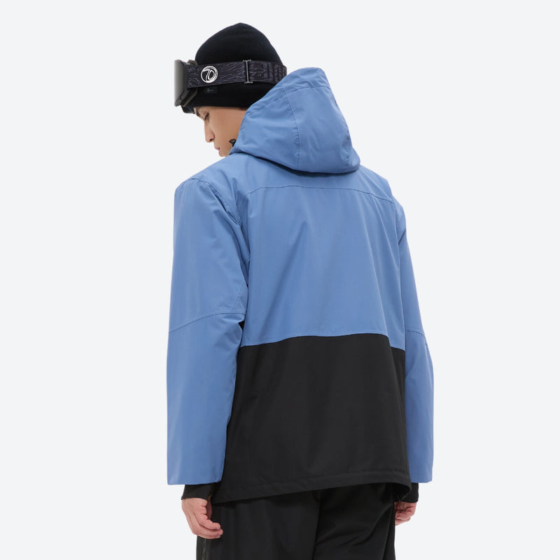 Men's breathable ski jacket and pants combo - blue and black colorblock, for cold-weather winter sports