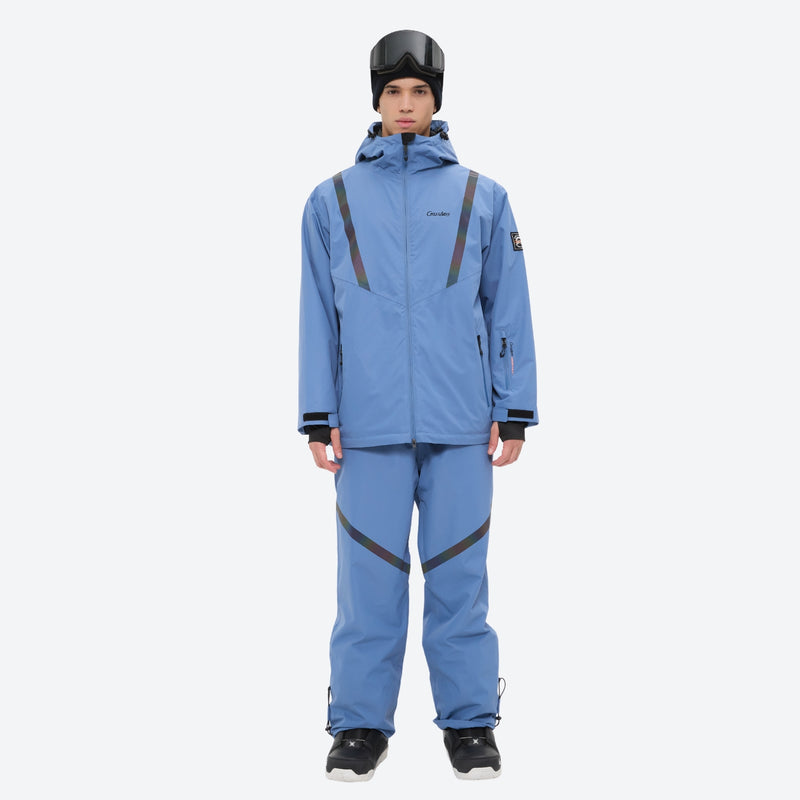Men's waterproof 2L snow jacket and pants series - blue jacket with blue pants, for resort and street wear