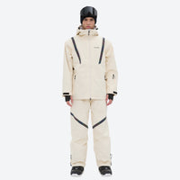 
                  
                    Men's breathable ski jacket with reflective trim - cream jacket with cream pants, for resort and street wear
                  
                