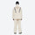 Men's breathable ski jacket and pants combo - cream, on-model back hood view, for powder and piste riding