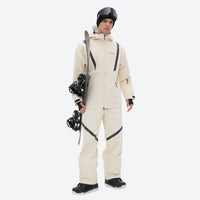
                  
                    Men's waterproof 2L snow jacket and pants set - cream, for powder and piste riding
                  
                