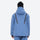 Men's colorblock snowboard jacket and pants - blue, on-model back hood view, for cold-weather winter sports