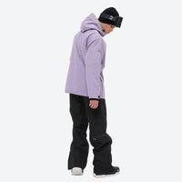 
                  
                    Men's waterproof 2L snow jacket and pants set - lavender jacket with black pants, for resort and backcountry days
                  
                