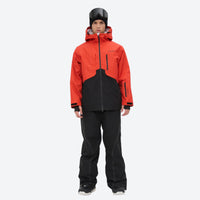 
                  
                    Men's waterproof 2L snow jacket and pants set - orange and black colorblock, for cold-weather winter sports
                  
                