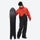 Men's breathable ski jacket and pants combo - orange and black colorblock, for skiing and snowboarding