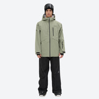 
                  
                    Men's colorblock snowboard jacket and pants - sage green jacket with black pants, for powder and piste riding
                  
                