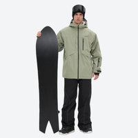 
                  
                    Men's breathable ski jacket and pants combo - sage green jacket with black pants, for skiing and snowboarding
                  
                
