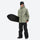 Men's colorblock snowboard jacket and pants - sage green jacket with black pants, for resort and backcountry days