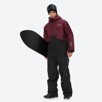 
                  
                    Men's waterproof 2L snow jacket and pants set - wine and black colorblock, for skiing and snowboarding
                  
                