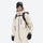 Unisex snowboard bib pants - cream jacket with backpack, front view with backpack, for powder days and winter commute