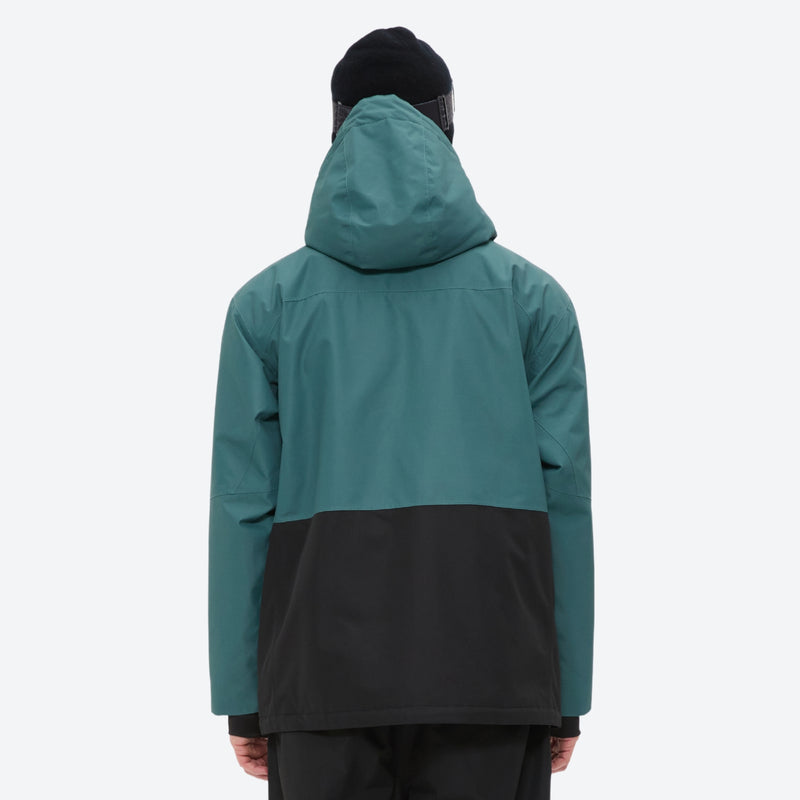 Breathable 2L snowboard jacket and pants - teal and black colorblock, for all-mountain and backcountry days