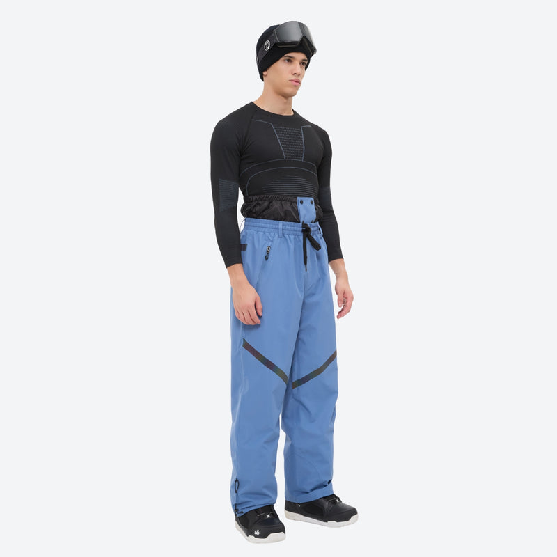 Men's waterproof 2L snow jacket and pants series - blue snow pants, on-model front view, for resort and street wear