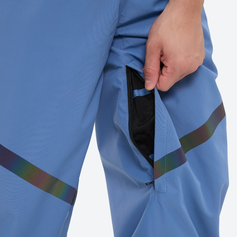 Men's breathable ski jacket with reflective trim - blue snow pants, for skiing and snowboarding