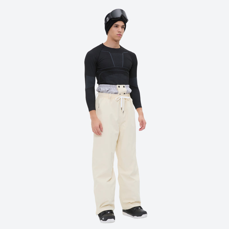 Men's breathable ski jacket with reflective trim - cream snow pants, for cold-weather winter sports