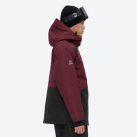 
                  
                    Men's colorblock snowboard jacket and pants - wine and black colorblock, for resort and backcountry days
                  
                