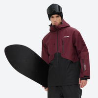 
                  
                    Men's waterproof 2L snow jacket and pants set - wine and black colorblock, for cold-weather winter sports
                  
                