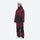 Breathable ski jacket and snow pants combo - wine and black colorblock, on-model front view, for skiing and snowboarding