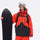Waterproof snow jacket and pants set - orange and black colorblock, for cold-weather winter sports