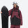 Breathable ski jacket and snow pants combo - wine and black colorblock, for powder and piste riding