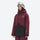 Colorblock snowboard jacket and pants set - wine and black colorblock, on-model front view, for cold-weather winter sports