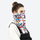 Bold print winter facemask for snow sports - white print facemask neckwarmer on women, for winter mountain trips