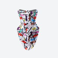
                  
                    Graffit print facemask and neckwarmer with velcro - white print facemask neckwarmer, product view, for cycling and commuting
                  
                