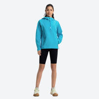 
                  
                    Women's waterproof hooded anorak jacket - turquoise hooded anorak with shorts, for hiking and trail walking
                  
                