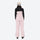 Unisex snowboard bib pants with snow gaiters - pink bib pants with black top, on-model back view, for skiing and snowboarding