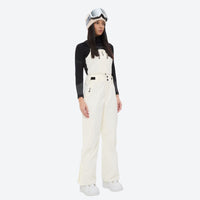 
                  
                    Breathable 3-layer ski bibs with cross-back straps - white bib pants with black top, for cold-weather winter sports
                  
                