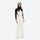 Breathable 3-layer ski bibs with cross-back straps - white bib pants with black top, for cold-weather winter sports