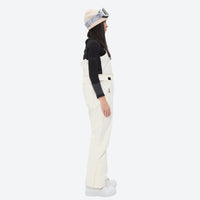 
                  
                    Unisex snowboard bib pants with snow gaiters - white bib pants with black top, for skiing and snowboarding
                  
                