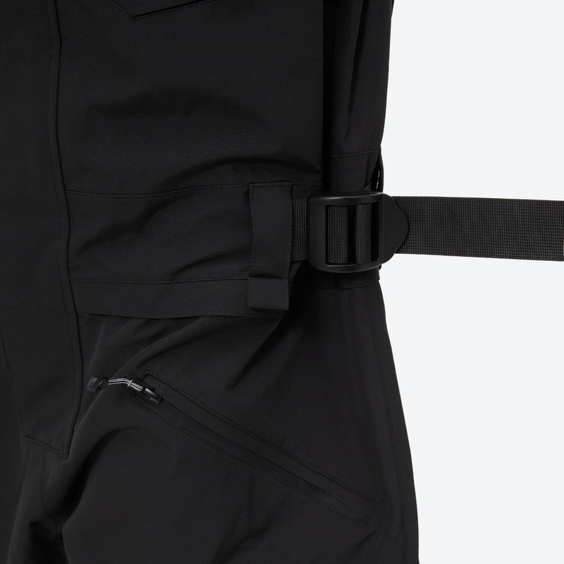 Unisex waterproof one-piece snow suit - black one-piece suit, waterproof breathable shell fabric