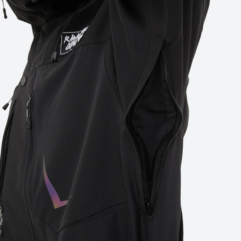 One-piece snowboard suit with knee reinforcement - black one-piece suit, for resort and backcountry days