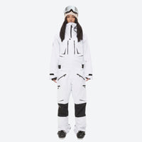 
                  
                    Breathable full-body ski suit with waist belt - white one-piece suit, for cold-weather winter sports
                  
                