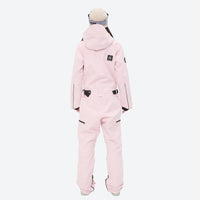 
                  
                    Breathable full-body ski suit with waist belt - pink one-piece suit, on-model back view, for cold-weather winter sports
                  
                