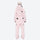 Breathable full-body ski suit with waist belt - pink one-piece suit, on-model back view, for cold-weather winter sports