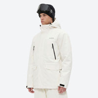 
                  
                    Men's 2-layer snowboard jacket and pants - white jacket with white pants, for powder and piste riding
                  
                