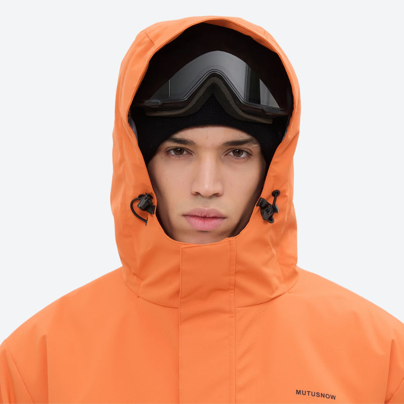 Breathable ski jacket with taped line details - orange jacket, for skiing and snowboarding