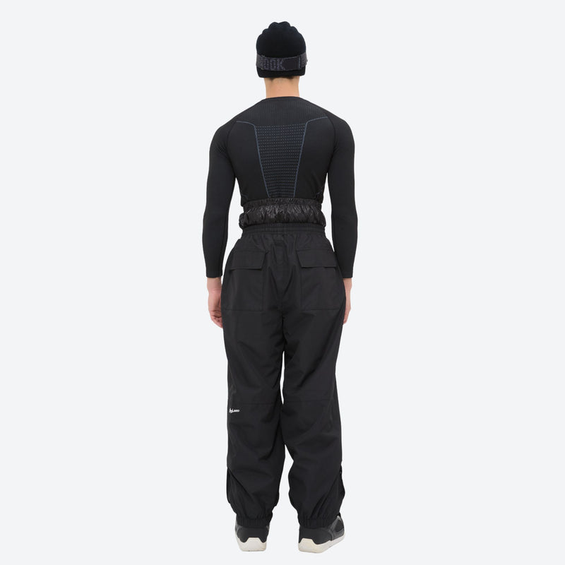 Men's waterproof 2L snow jacket and pants series - black base layer top with black pants, for skiing and snowboarding