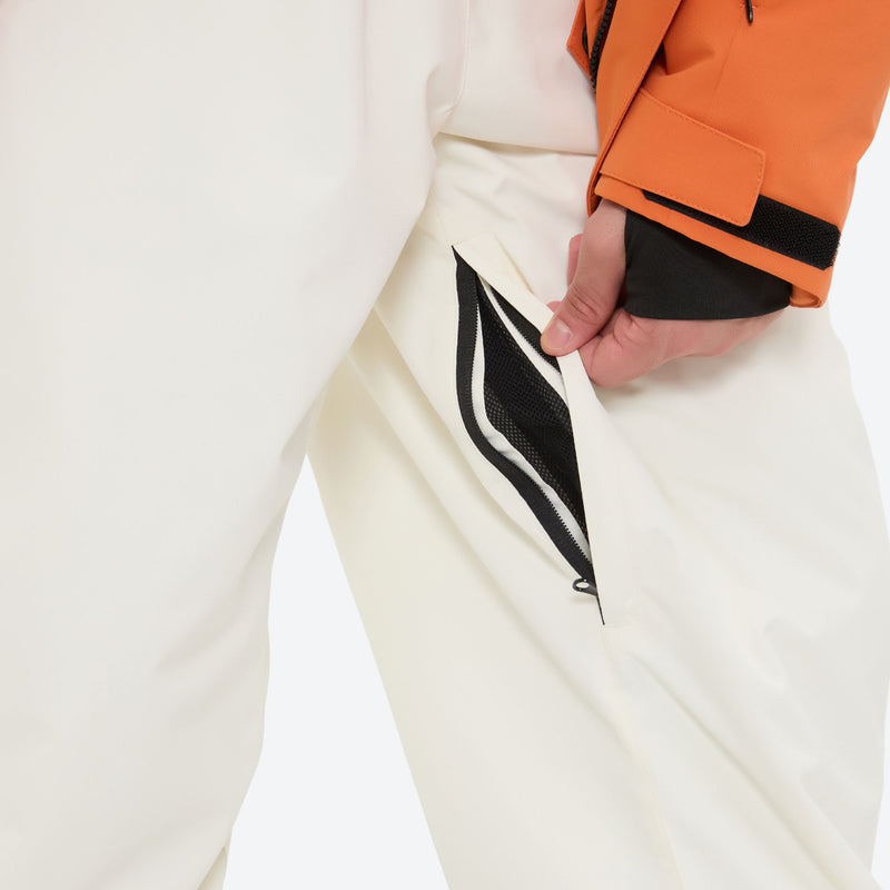 Unisex waterproof 2L snow jacket and pants series - white snow pants, for skiing and snowboarding