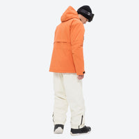 
                  
                    Men's 2-layer snowboard jacket and pants - orange jacket with white pants, for powder and piste riding
                  
                