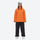 Unisex 2-layer snowboard jacket and pants - orange jacket with black pants, for powder days and winter commute