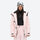 Women's waterproof 2L ski jacket and pants set - light pink, open front interior lining detail, for snowy mountain travel