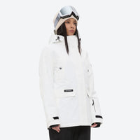 
                  
                    Women's 2-layer insulated ski suit - white jacket with black pants, for skiing and snowboarding
                  
                