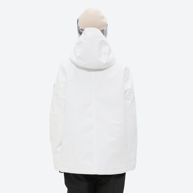 Women's breathable snow jacket with suspender pants - white jacket with black pants, for cold-weather winter sports
