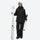 Women's breathable snow jacket with suspender pants - black jacket with black pants, for skiing and snowboarding